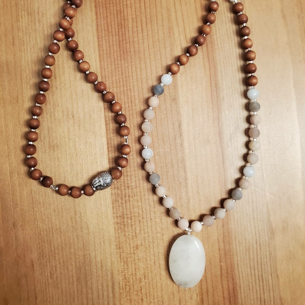 Handmade Sandalwood & Gem 108 Bead Mala Necklaces - Picture 8 of 8
